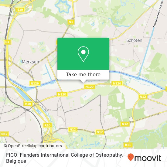 FICO: Flanders International College of Osteopathy kaart