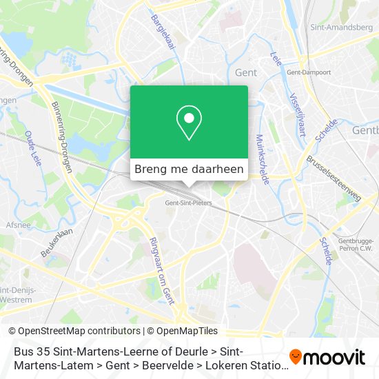Bus 35 Sint-Martens-Leerne of Deurle > Sint-Martens-Latem > Gent > Beervelde > Lokeren Station kaart