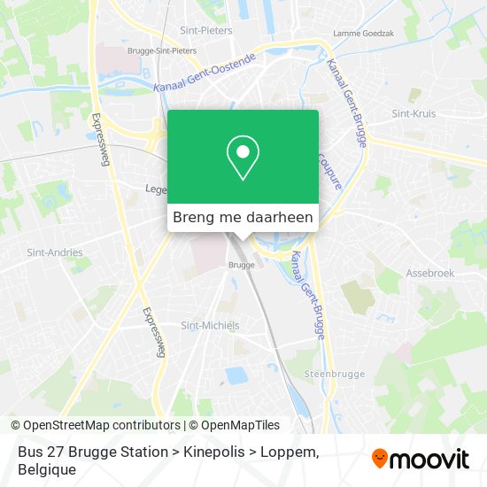 Bus 27 Brugge Station > Kinepolis > Loppem kaart