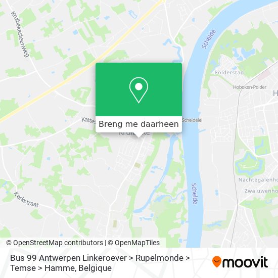Bus 99 Antwerpen Linkeroever > Rupelmonde > Temse > Hamme kaart