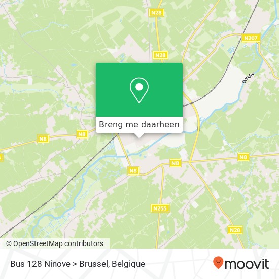 Bus 128 Ninove > Brussel kaart