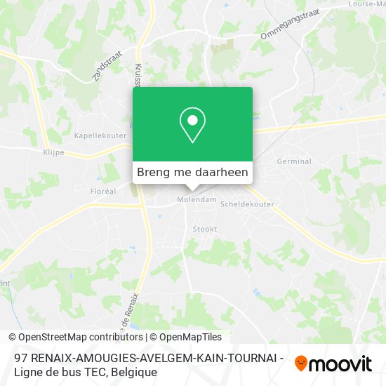 97 RENAIX-AMOUGIES-AVELGEM-KAIN-TOURNAI - Ligne de bus TEC kaart