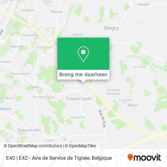 E40 | E42 - Aire de Service de Tignée kaart