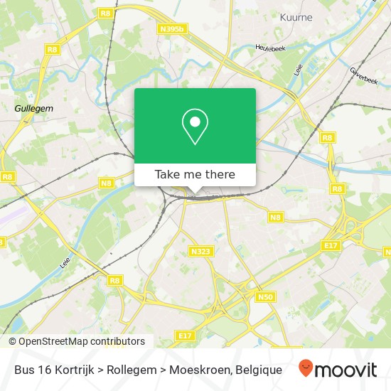 Bus 16 Kortrijk > Rollegem > Moeskroen kaart