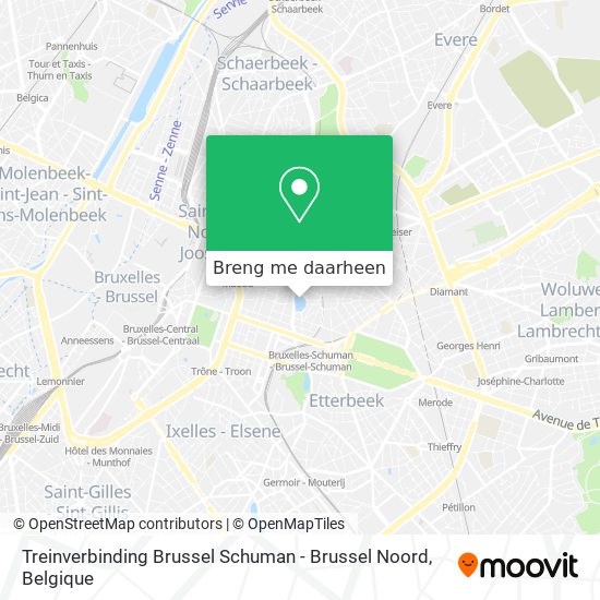 Treinverbinding Brussel Schuman - Brussel Noord kaart