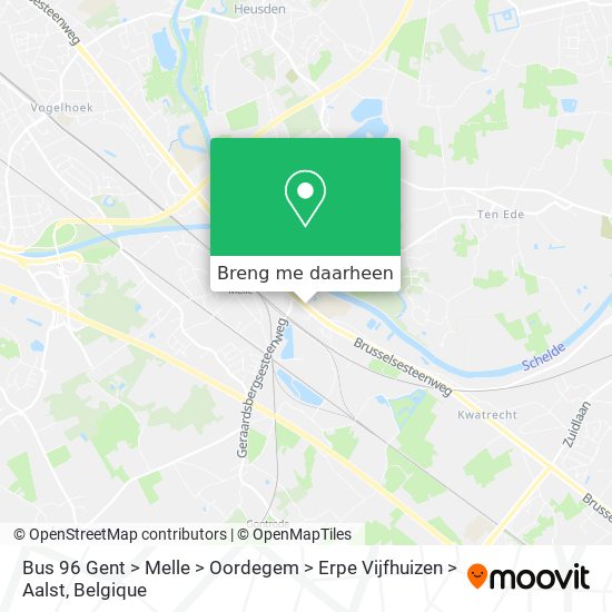 Bus 96 Gent > Melle > Oordegem > Erpe Vijfhuizen > Aalst kaart