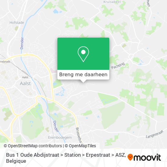 Bus 1 Oude Abdijstraat > Station > Erpestraat > ASZ kaart