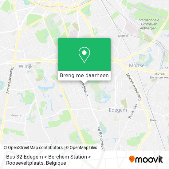Bus 32 Edegem > Berchem Station > Rooseveltplaats kaart