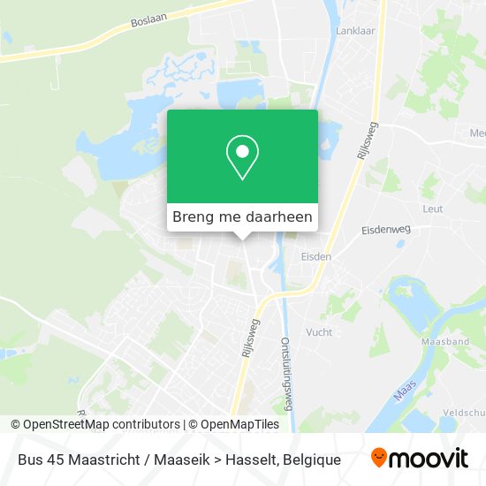 Bus 45 Maastricht / Maaseik > Hasselt kaart