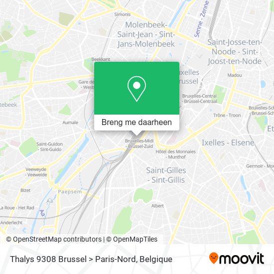 Thalys 9308 Brussel > Paris-Nord kaart