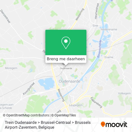 Trein Oudenaarde > Brussel-Centraal > Brussels Airport-Zaventem kaart