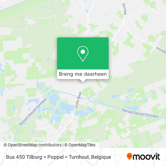 Bus 450 Tilburg > Poppel > Turnhout kaart