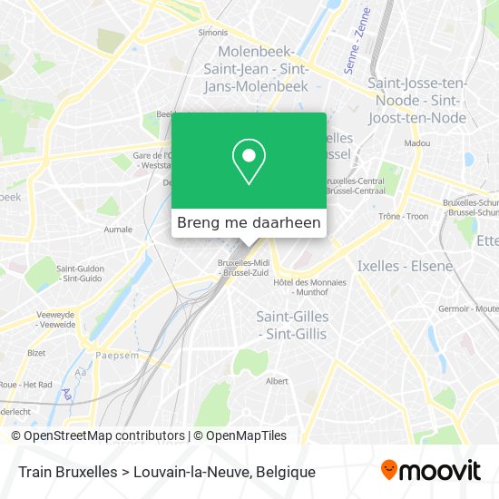 Train Bruxelles > Louvain-la-Neuve kaart
