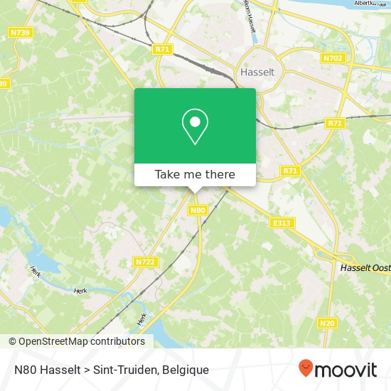 N80 Hasselt > Sint-Truiden kaart