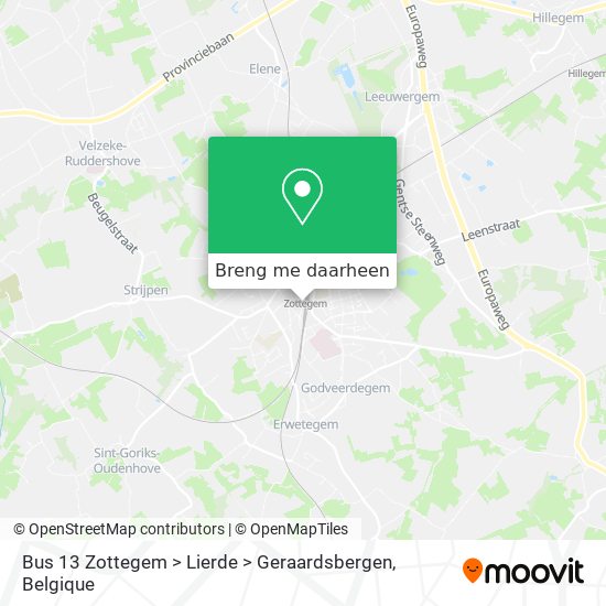 Bus 13 Zottegem > Lierde > Geraardsbergen kaart