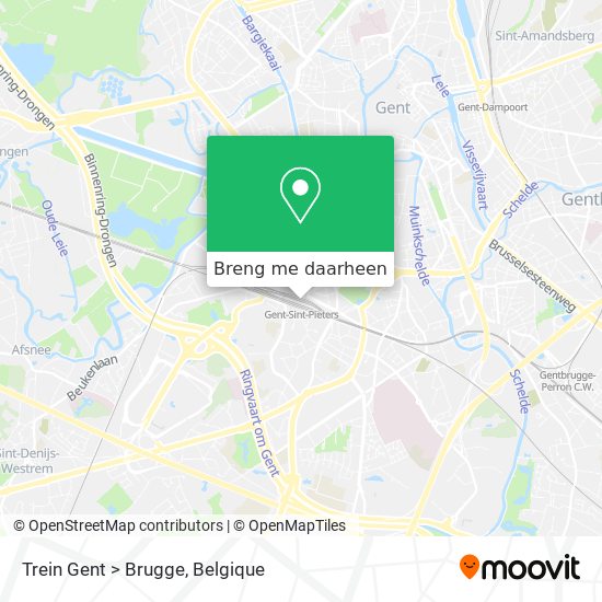 Trein Gent > Brugge kaart