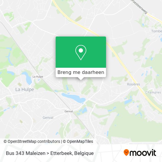 Bus 343 Maleizen > Etterbeek kaart