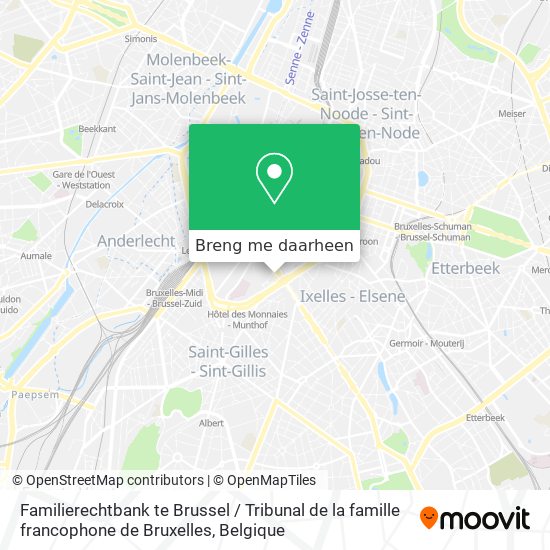Familierechtbank te Brussel / Tribunal de la famille francophone de Bruxelles kaart
