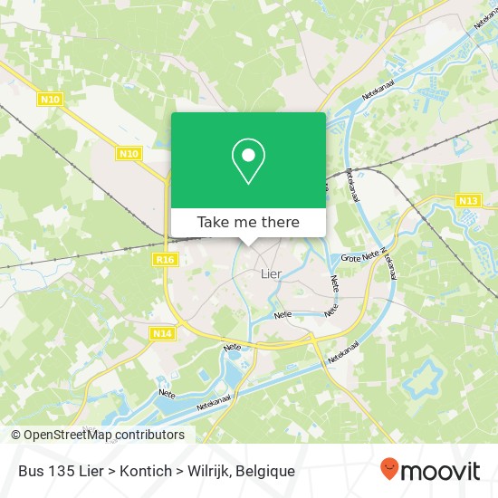 Bus 135 Lier > Kontich > Wilrijk kaart