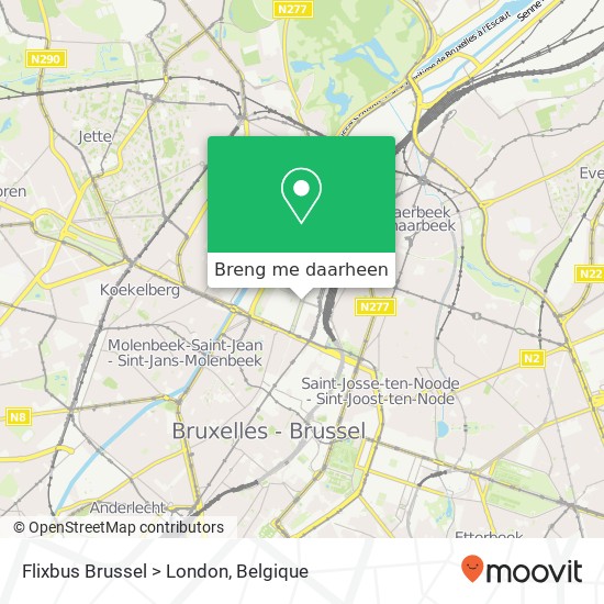 Flixbus Brussel > London kaart