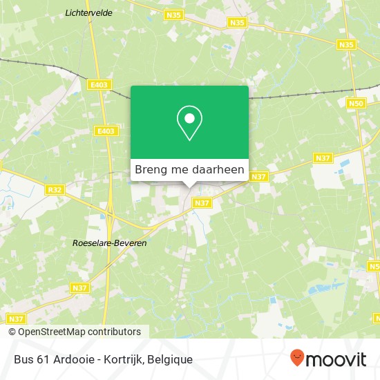Bus 61 Ardooie - Kortrijk kaart