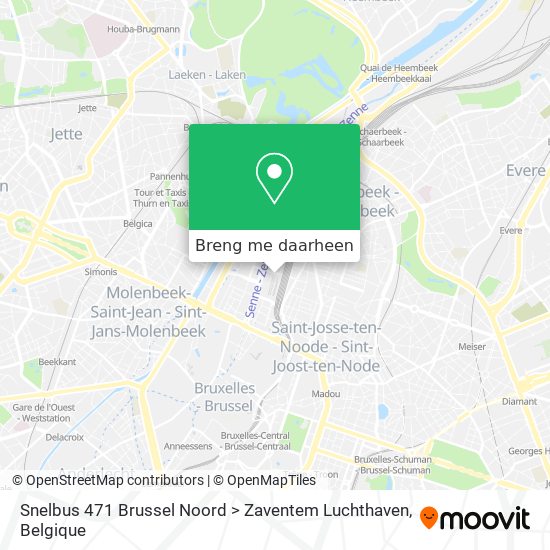Snelbus 471 Brussel Noord > Zaventem Luchthaven kaart