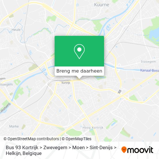 Bus 93 Kortrijk > Zwevegem > Moen > Sint-Denijs > Helkijn kaart