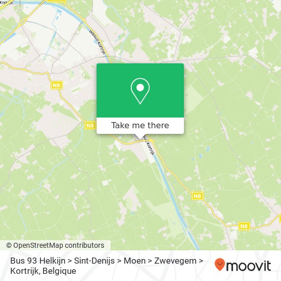 Bus 93 Helkijn > Sint-Denijs > Moen > Zwevegem > Kortrijk kaart