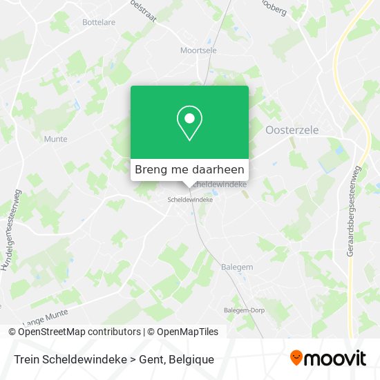 Trein Scheldewindeke > Gent kaart