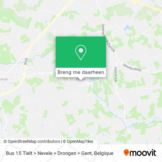 Bus 15 Tielt > Nevele > Drongen > Gent kaart