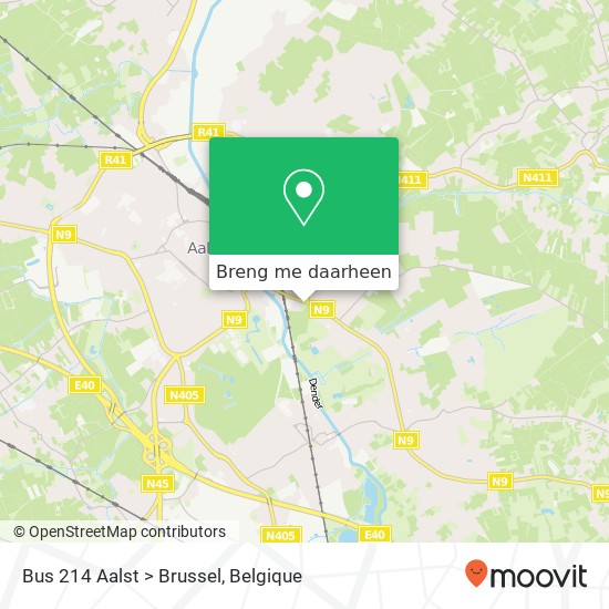 Bus 214 Aalst > Brussel kaart