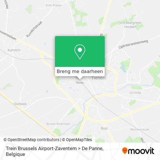 Trein Brussels Airport-Zaventem > De Panne kaart