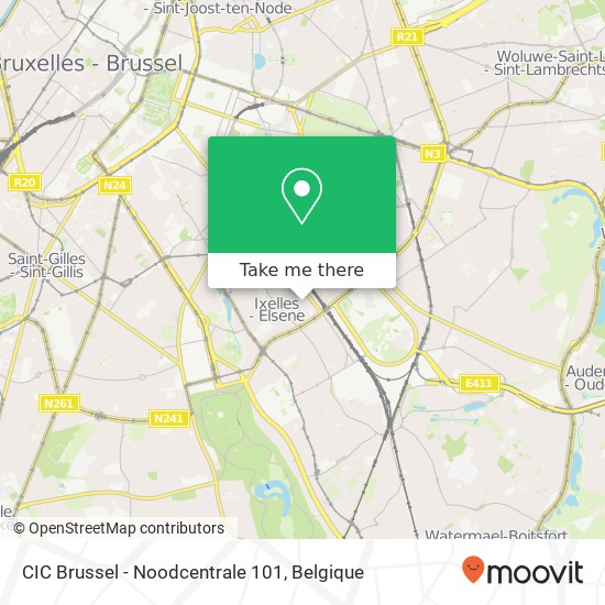 CIC Brussel - Noodcentrale 101 kaart