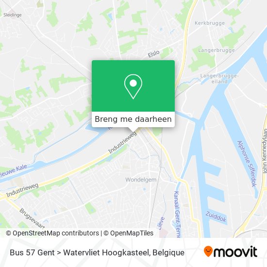Bus 57 Gent > Watervliet Hoogkasteel kaart