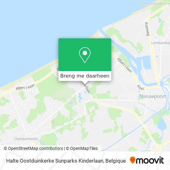 Halte Oostduinkerke Sunparks Kinderlaan kaart