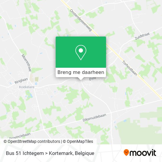 Bus 51 Ichtegem > Kortemark kaart