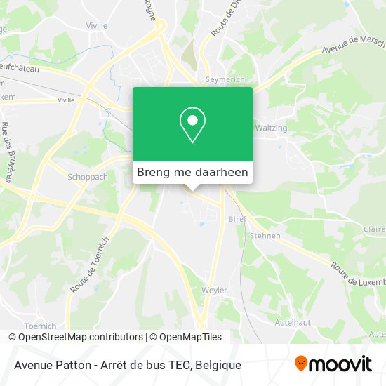 Avenue Patton - Arrêt de bus TEC kaart