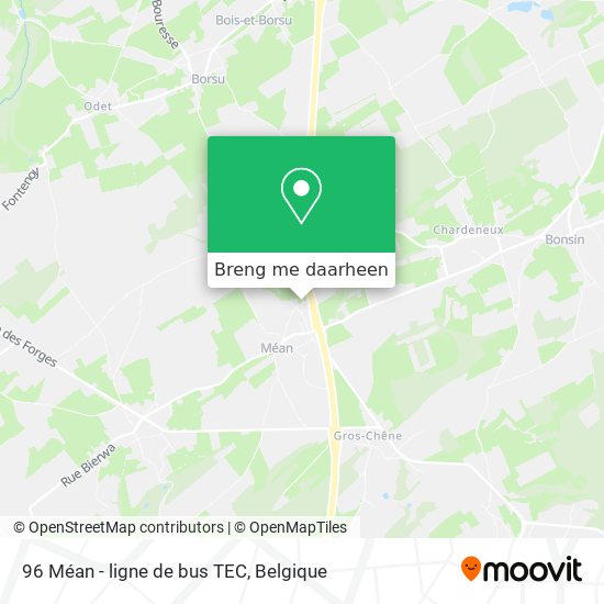 96 Méan - ligne de bus TEC kaart