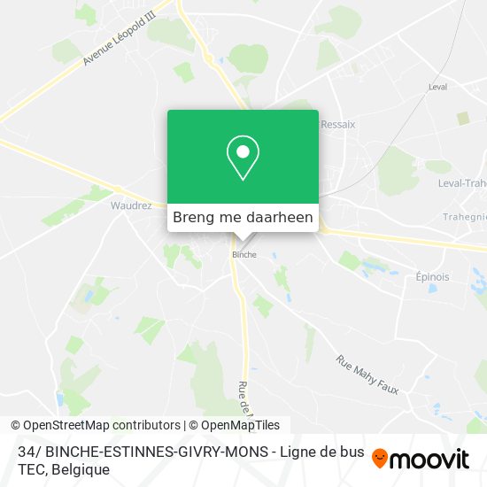 34/ BINCHE-ESTINNES-GIVRY-MONS - Ligne de bus TEC kaart
