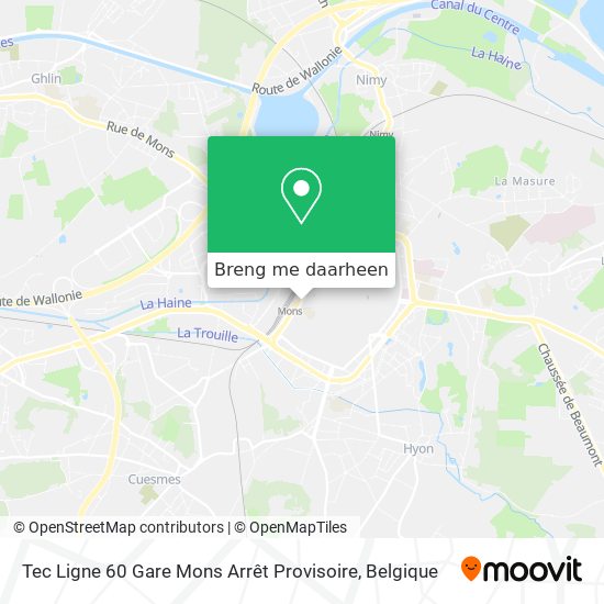 Tec Ligne 60 Gare Mons Arrêt Provisoire kaart