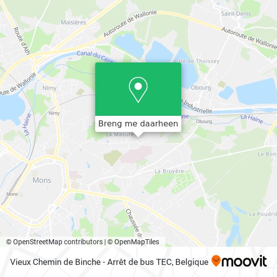 Vieux Chemin de Binche - Arrêt de bus TEC kaart