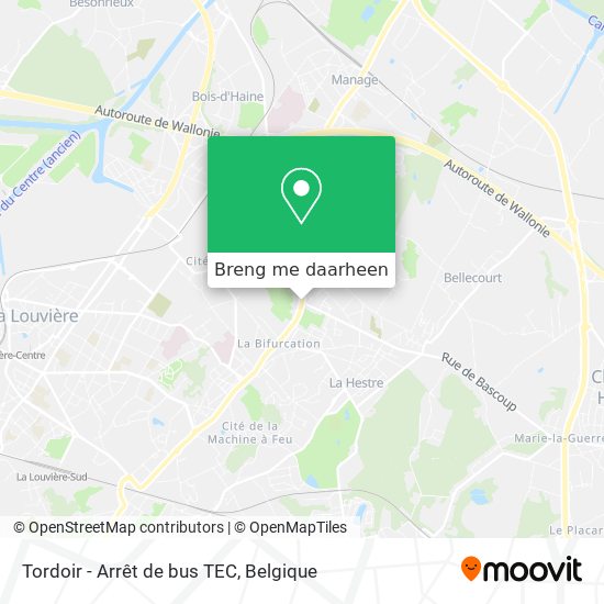 Tordoir - Arrêt de bus TEC kaart