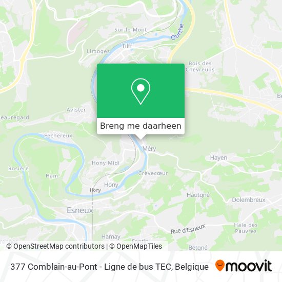 377 Comblain-au-Pont - Ligne de bus TEC kaart