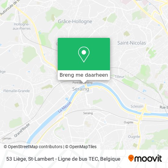 53 Liège, St-Lambert - Ligne de bus TEC kaart