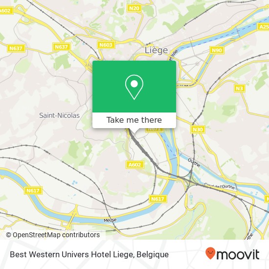 Best Western Univers Hotel Liege kaart