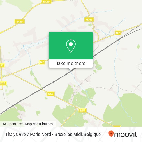 Thalys 9327 Paris Nord - Bruxelles Midi kaart