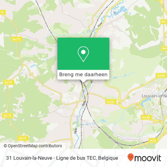 31 Louvain-la-Neuve - Ligne de bus TEC kaart