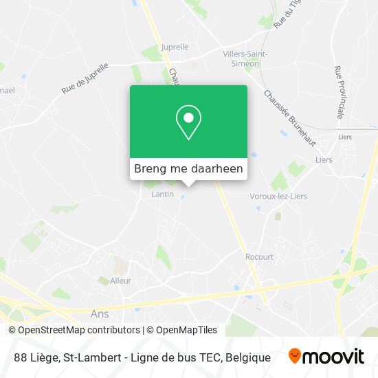 88 Liège, St-Lambert - Ligne de bus TEC kaart
