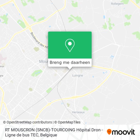 RT MOUSCRON (SNCB)-TOURCOING Hôpital Dron - Ligne de bus TEC kaart