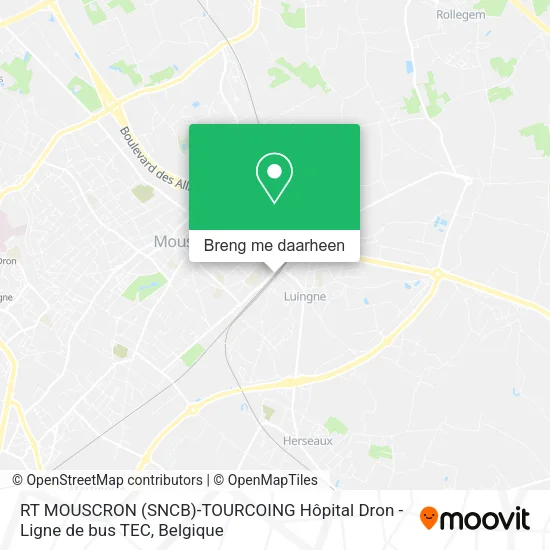 RT MOUSCRON (SNCB)-TOURCOING Hôpital Dron - Ligne de bus TEC kaart
